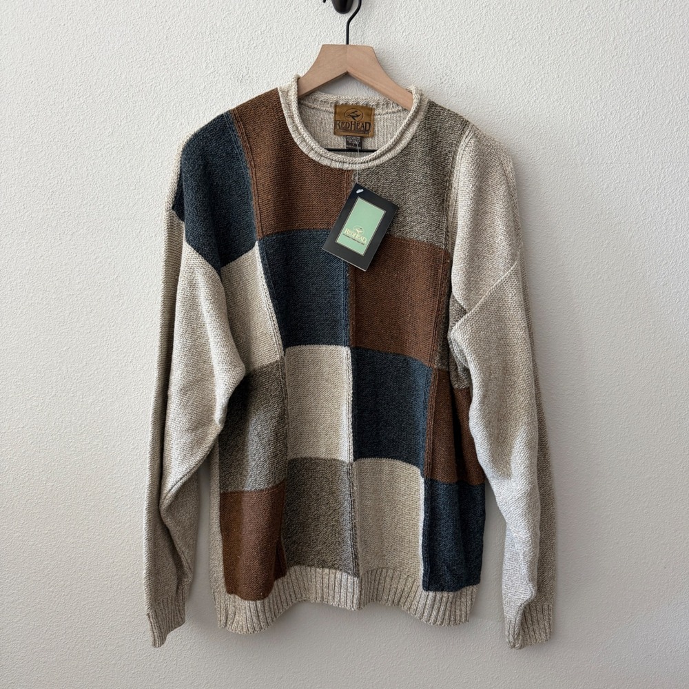 REDHEAD Mens Sweater Patchwork Earthcore Gorpcore Cabin Outdoorsy Size L